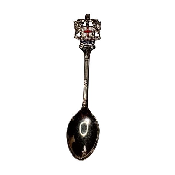 Vintage Chrome Domine Dirige Nos London Demitasse Souvenir Spoon 5" - Picture 1 of 6